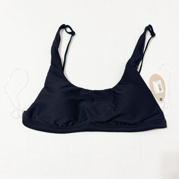 prAna NWT Sz XL Black Shoreline Ottoman Ribbed Bikini Swim Top - Picture 6 of 9